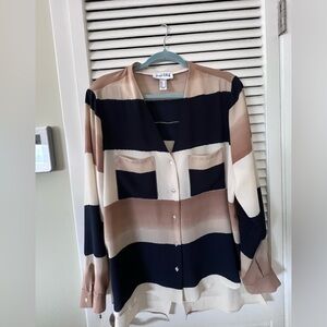 Joseph Ribkoff Women's Color Block Blouse - Black, Cream, Brown